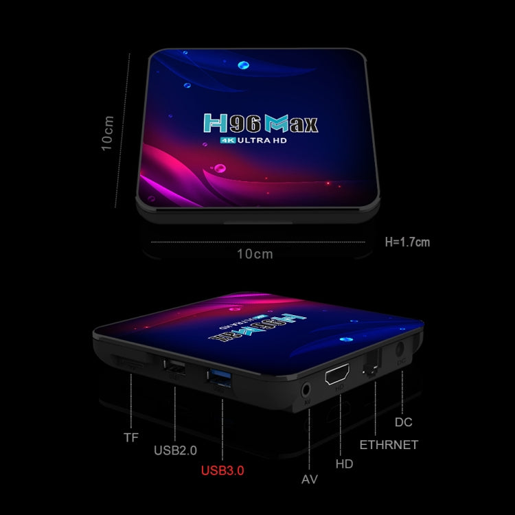 H96 Max V11 4K Smart TV BOX Android 11.0 Media Player with Remote Control, RK3318 Quad-Core 64bit Cortex-A53, RAM: 4GB, ROM: 64GB, Support Dual Band WiFi, Bluetooth, Ethernet, EU Plug - RK3318 by PMC TechLife | Online Shopping South Africa | PMC TechLife | Buy Now Pay Later Mobicred