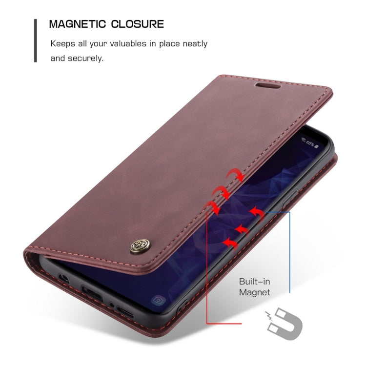 CaseMe-013 Multifunctional Retro Frosted Horizontal Flip Leather Case with Card Slot & Holder & Wallet for Galaxy S9 Plus(Wine Red) - Galaxy Phone Cases by CaseMe | Online Shopping South Africa | PMC Jewellery | Buy Now Pay Later Mobicred