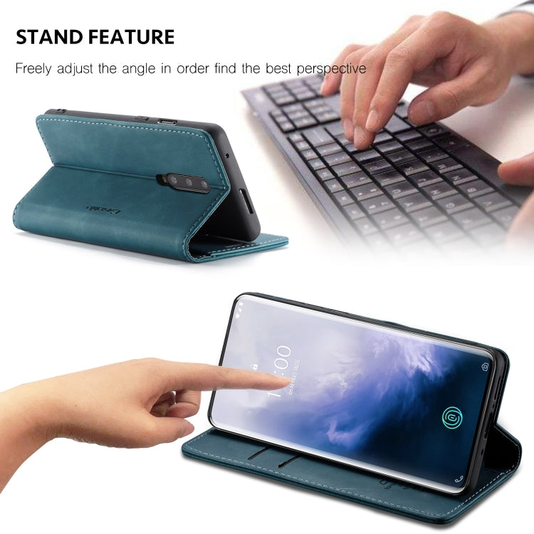 CaseMe-013 Multi-functional Retro Frosted Horizontal Flip Leather Case with Card Slot & Holder & Wallet For OnePlus 7 Pro(Blue) - free shipping - PMC Jewellery - Order now!