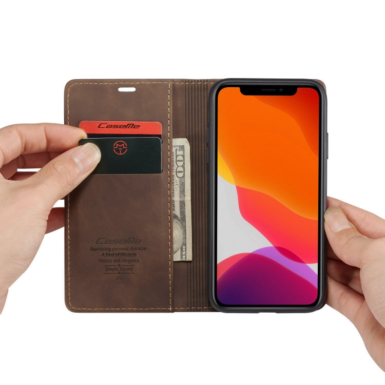 CaseMe-013 Multifunctional Horizontal Flip Leather Case with Card Slot & Holder & Wallet for iPhone 11(coffee) - free shipping - PMC Jewellery - Order now!