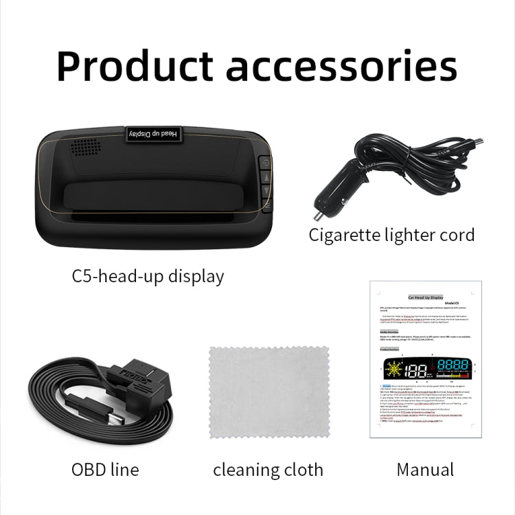 C5 OBD2 + GPS Mode Car HUD Head-up Display Water Temperature / Vehicle Speed / Voltage - Head Up Display System by PMC TechLife | Online Shopping South Africa | PMC TechLife | Buy Now Pay Later Mobicred