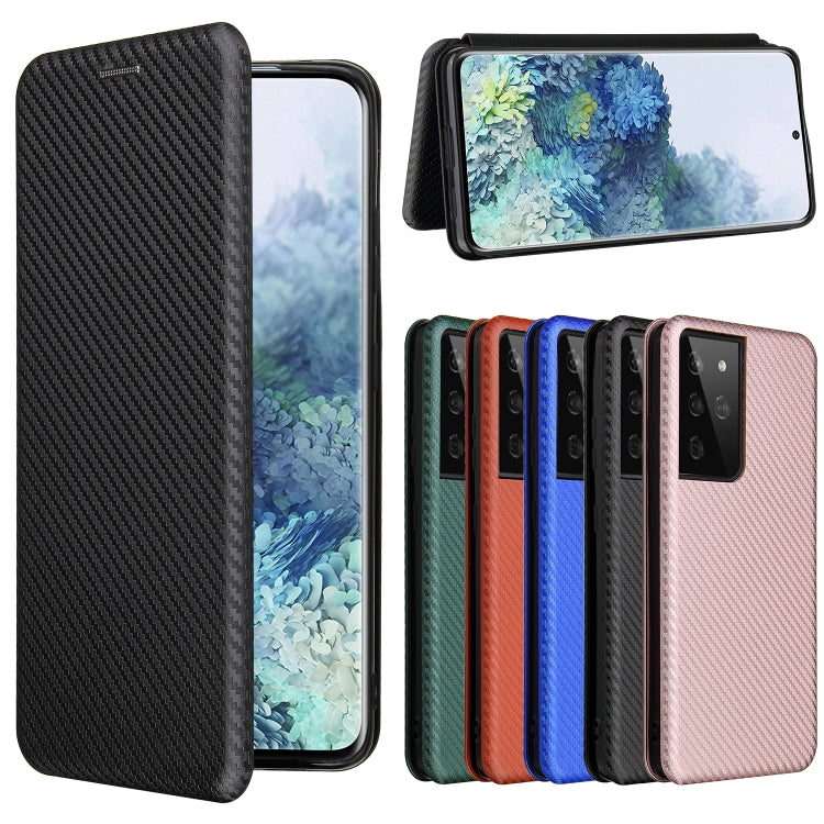 For Samsung Galaxy S21 Ultra 5G Carbon Fiber Texture Horizontal Flip TPU + PC + PU Leather Case with Card Slot(Black) - Galaxy S21 Ultra 5G Cases by PMC TechLife | Online Shopping South Africa | PMC TechLife