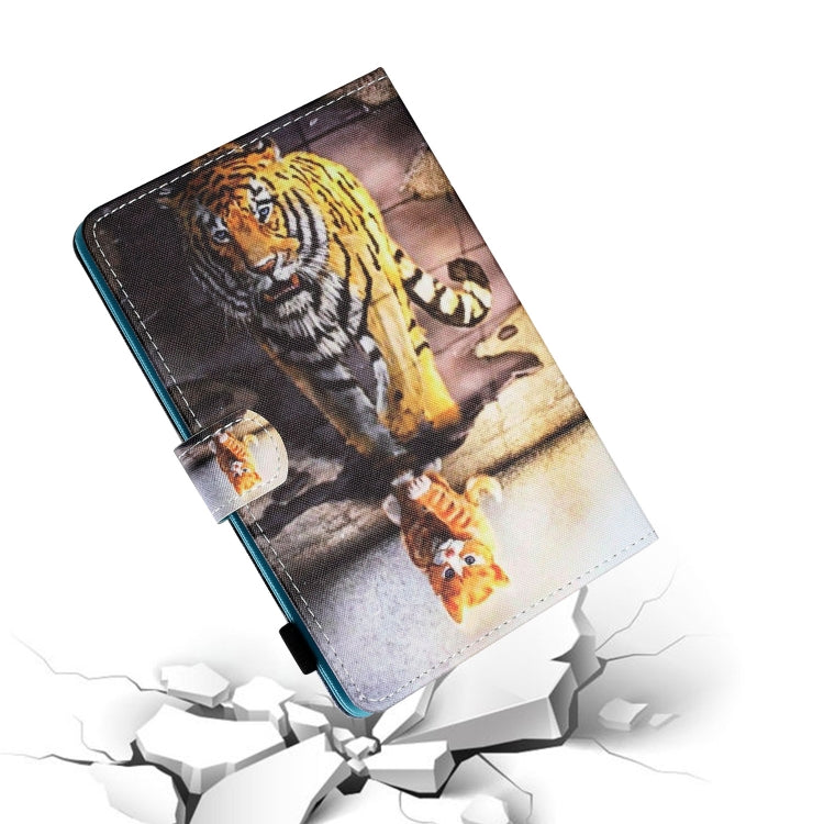 For 10 inch Tablet PC Universal Sewing Thread Horizontal Painted Flat Leather Case with Pen Cover & Anti Skid Strip & Card Slot & Holder(Cat And Tiger) - free shipping - PMC TechLife - Order now!