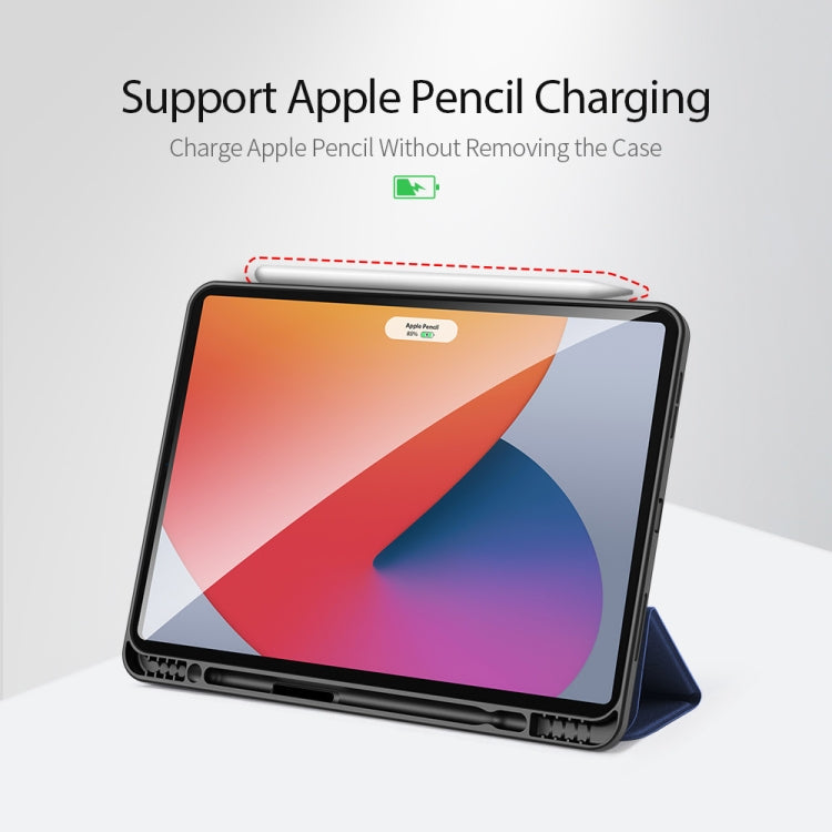 For iPad Pro 12.9 2022 / 2021 / 2020 DUX DUCIS Domo Series Horizontal Flip Magnetic TPU + PU Leather Tablet Case with Three-folding Holder & Pen Slot & Sleep / Wake-up Function(Blue) - free shipping - PMC Jewellery - Order now!