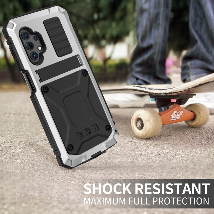For Samsung Galaxy A32 5G / M32 5G R-JUST Waterproof Shockproof Dustproof Metal + Silicone Protective Case with Holder(Silver) - Galaxy Phone Cases by R-JUST | Online Shopping South Africa | PMC TechLife | Buy Now Pay Later Mobicred