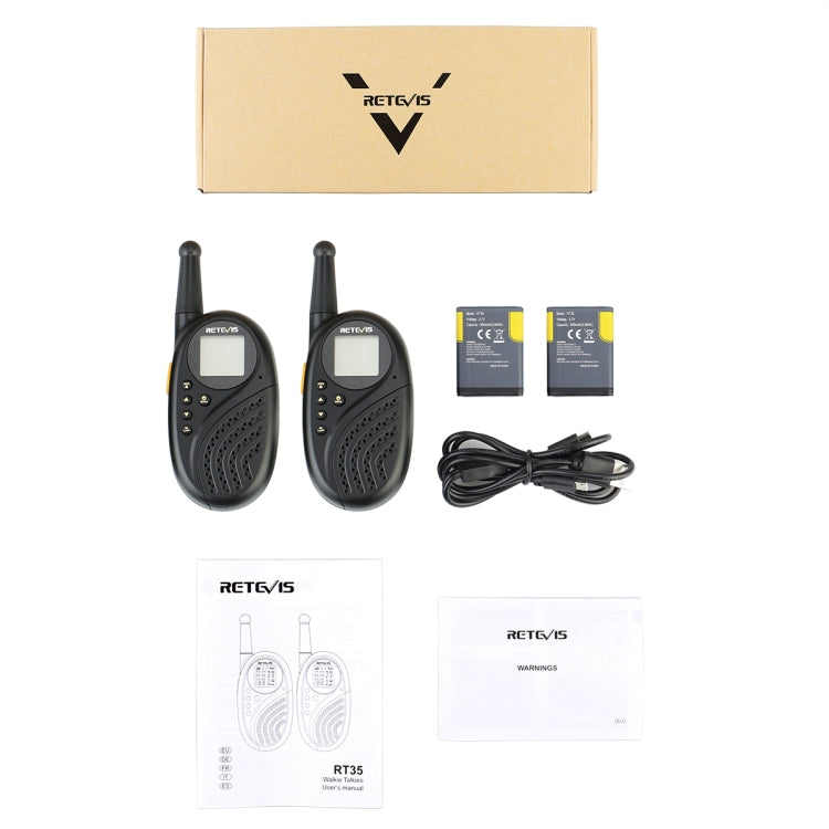 1 Pair RETEVIS RT-35 0.5W EU Frequency 446MHz 8CHS Children Handheld Walkie Talkie(Black) - free shipping - PMC Jewellery - Order now!