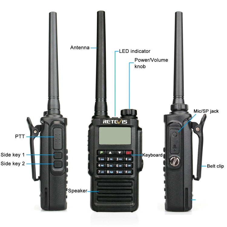 RETEVIS RT87 136-174MHz + 400-480MHz 128CHS Waterproof Dual Band DTMF Two Way Radio Handheld Walkie Talkie, US Plug - free shipping - PMC Jewellery - Order now!