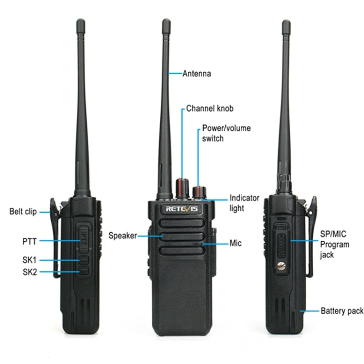 RETEVIS RT29 10W UHF 400-480MHz 16CHS Two Way Radio Handheld Walkie Talkie, EU Plug(Black) - free shipping - PMC Jewellery - Order now!