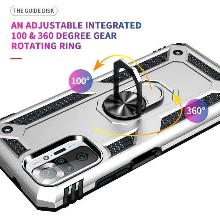 For Xiaomi Redmi Note 10 Pro Shockproof TPU + PC Protective Case with 360 Degree Rotating Holder(Silver) - Xiaomi Cases by PMC TechLife | Online Shopping South Africa | PMC TechLife