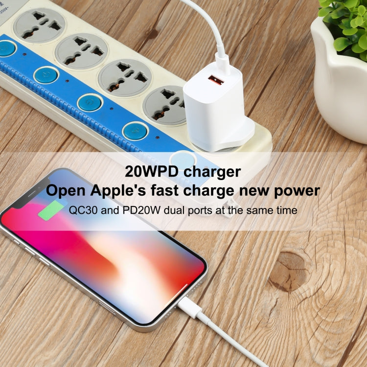E087 20W USB-C / Type-C + USB Ports Charger with 100W Type-C to 8 Pin Fast Charging Cable 1m, UK Plug - free shipping - PMC Jewellery - Order now!
