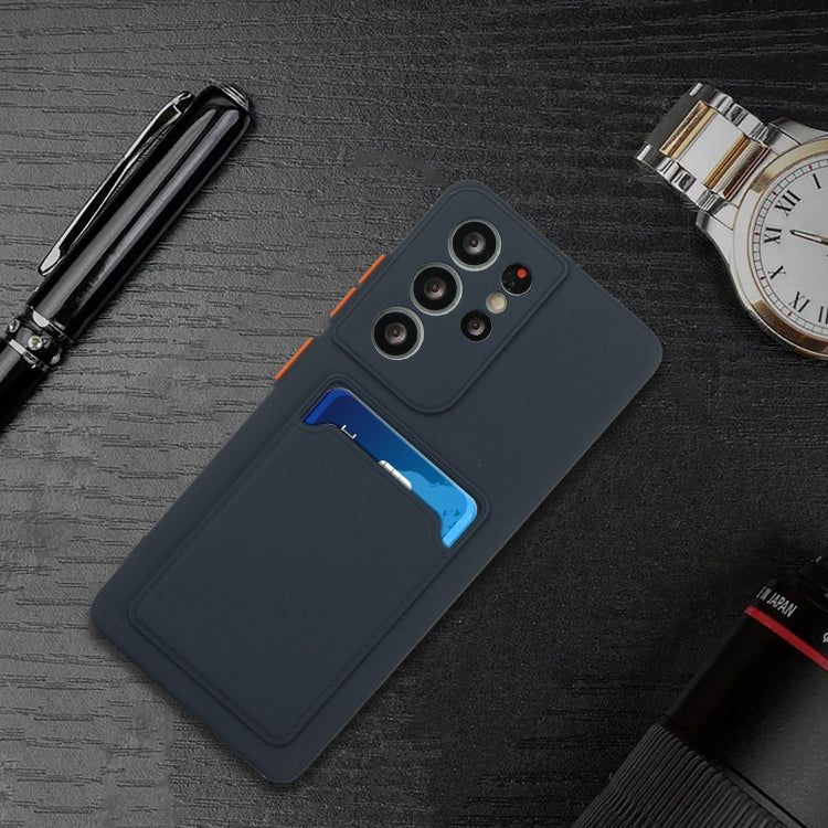 For Samsung Galaxy S21 Ultra 5G Card Slot Design Shockproof TPU Protective Case(Dark Blue) - Galaxy S21 Ultra 5G Cases by PMC TechLife | Online Shopping South Africa | PMC TechLife