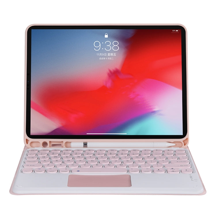 YT11B-A 2021 Detachable Candy Color Skin Texture Round Keycap Bluetooth Keyboard Leather Tablet Case with Touch Control & Pen Slot & Stand For iPad Pro 11 (2021)(Pink) - For iPad Pro by PMC TechLife | Online Shopping South Africa | PMC TechLife