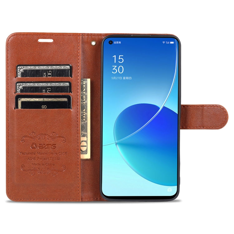 For OPPO Reno6 / Reno6 Pro 5G AZNS Sheepskin Texture Horizontal Flip Leather Case with Holder & Card Slots & Wallet(Brown) - OPPO Cases by AZNS | Online Shopping South Africa | PMC TechLife | Buy Now Pay Later Mobicred