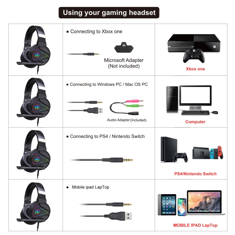 HXSJ F16 3.5mm + USB Port RGB Light Stereo Gaming Headset with Microphone(Black) - free shipping - PMC Jewellery - Order now!