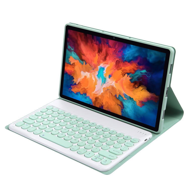 For Lenovo Pad Pro 11.5 inch 2021 TB-J716F / Tab P11 Pro 11.5 inch TB-J706F YAM13 Lambskin Texture Detachable Round Keycap Bluetooth Keyboard Leather Tablet Case with Holder(Light Green) - Lenovo Keyboard by PMC TechLife | Online Shopping South Africa | PMC TechLife