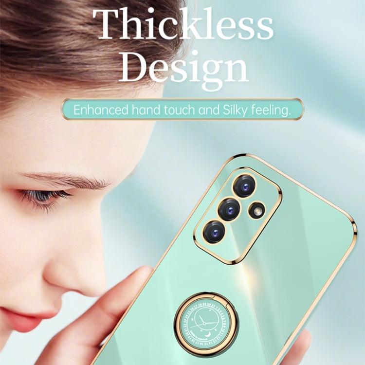 For Samsung Galaxy A82 5G XINLI Straight 6D Plating Gold Edge TPU Shockproof Case with Ring Holder(White) - Galaxy Phone Cases by XINLI | Online Shopping South Africa | PMC TechLife