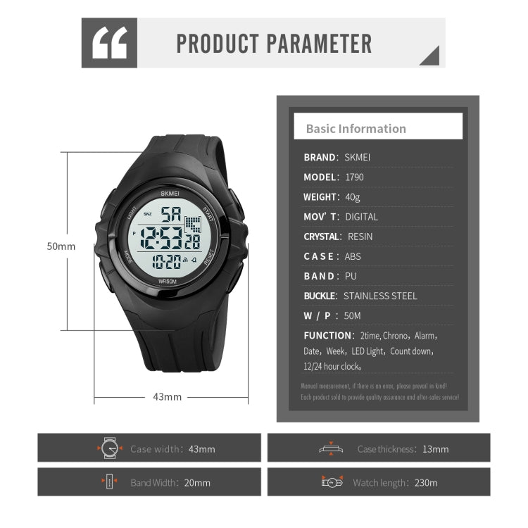 SKMEI 1790 Triplicate Round LED Dual Time Digital Display Luminous Electronic Watch for Men(Silver White) - free shipping - PMC TechLife - Order now!