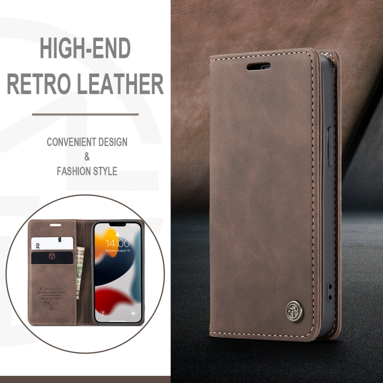 For iPhone 13 CaseMe-013 Multifunctional Retro Frosted Horizontal Flip Leather Case with Card Slot & Holder & Wallet(Coffee) - free shipping - PMC TechLife - Order now!