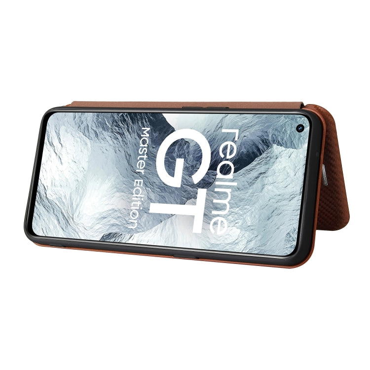 Carbon Fiber Texture Horizontal Flip TPU + PC + PU Leather Case with Card Slot For OPPO Realme GT Master(Brown) - Realme Cases by PMC TechLife | Online Shopping South Africa | PMC TechLife | Buy Now Pay Later Mobicred