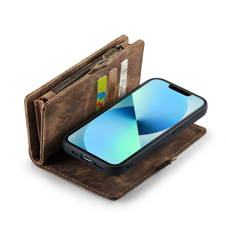 For iPhone 13 mini CaseMe-008 Detachable Multifunctional Horizontal Flip Leather Case with Card Slot & Holder & Zipper Wallet & Photo Frame (Brown) - free shipping - PMC Jewellery - Order now!