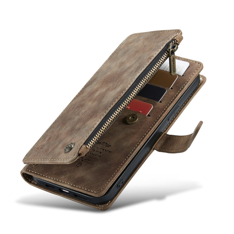 For iPhone 13 Pro Max CaseMe-C30 PU + TPU Multifunctional Horizontal Flip Leather Case with Holder & Card Slot & Wallet & Zipper Pocket (Brown) - free shipping - PMC Jewellery - Order now!