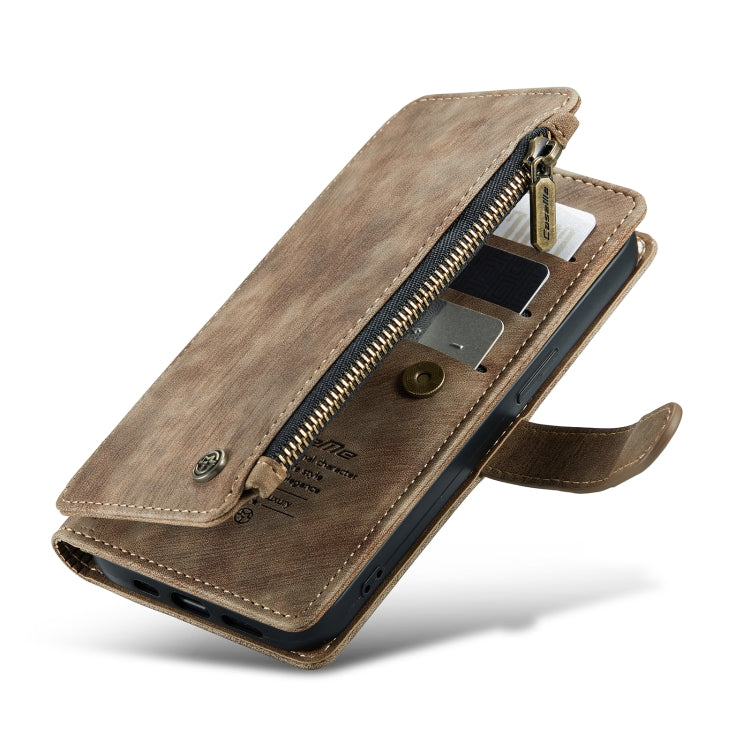 For iPhone 13 CaseMe-C30 PU + TPU Multifunctional Horizontal Flip Leather Case with Holder & Card Slot & Wallet & Zipper Pocket(Brown) - iPhone 13 Cases by CaseMe | Online Shopping South Africa | PMC Jewellery | Buy Now Pay Later Mobicred