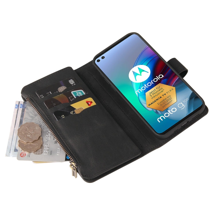 For Motorola Edge S Skin Feel PU + TPU Horizontal Flip Leather Case With Holder & 15 Cards Slot & Wallet & Zipper Pocket & Lanyard(Black) - Motorola Cases by PMC TechLife | Online Shopping South Africa | PMC TechLife | Buy Now Pay Later Mobicred