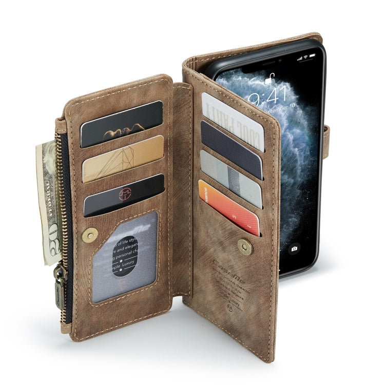 For iPhone 11 Pro Max CaseMe-C30 PU + TPU Multifunctional Horizontal Flip Leather Case with Holder & Card Slot & Wallet & Zipper Pocket (Brown) - iPhone 11 Pro Max Cases by CaseMe | Online Shopping South Africa | PMC Jewellery | Buy Now Pay Later Mobicred