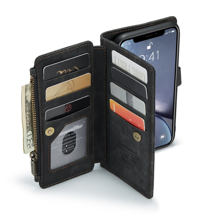 For iPhone XR CaseMe-C30 PU + TPU Multifunctional Horizontal Flip Leather Case with Holder & Card Slot & Wallet & Zipper Pocket(Black) - More iPhone Cases by CaseMe | Online Shopping South Africa | PMC Jewellery | Buy Now Pay Later Mobicred