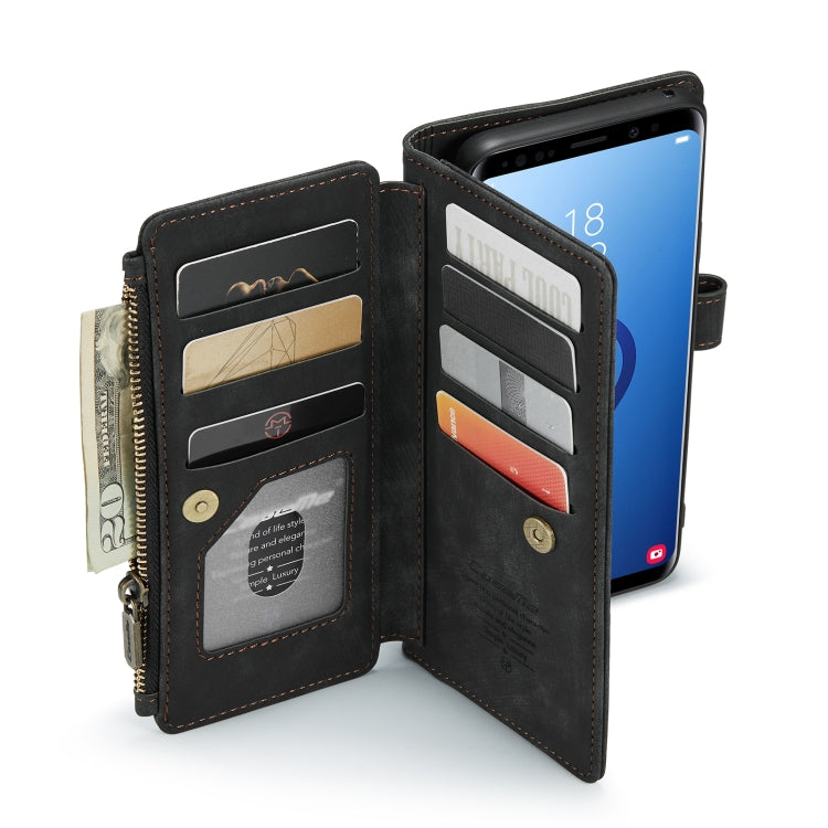 For Samsung Galaxy S9+ CaseMe-C30 PU + TPU Multifunctional Horizontal Flip Leather Case with Holder & Card Slot & Wallet & Zipper Pocket(Black) - free shipping - PMC Jewellery - Order now!