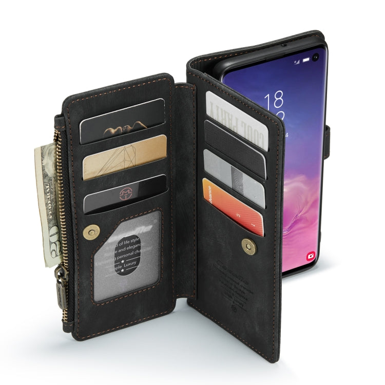 For Samsung Galaxy S10 CaseMe-C30 PU + TPU Multifunctional Horizontal Flip Leather Case with Holder & Card Slot & Wallet & Zipper Pocket(Black) - free shipping - PMC Jewellery - Order now!
