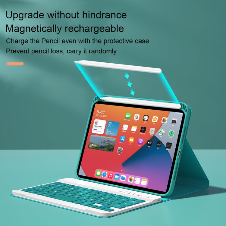 HK006D Square Keys Detachable Bluetooth Solid Color Keyboard Leather Tablet Case with Colorful Backlight & Holder for iPad mini 6(Dark Green) - For iPad mini by PMC TechLife | Online Shopping South Africa | PMC TechLife | Buy Now Pay Later Mobicred