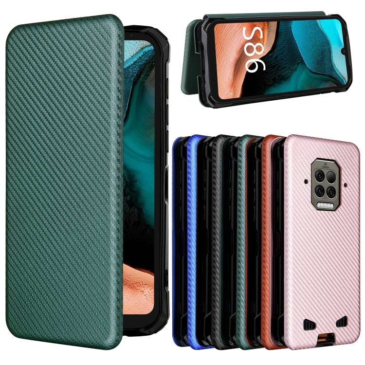 For Doogee S86 / S86 Pro Carbon Fiber Texture Horizontal Flip TPU + PC + PU Leather Case with Card Slot(Green) - More Brand by PMC TechLife | Online Shopping South Africa | PMC TechLife | Buy Now Pay Later Mobicred