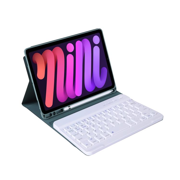 A06B Ultra-thin Detachable Bluetooth Keyboard Leather Case with Pen Slot & Holder for iPad mini 6 / mini 7(Dark Green) - For iPad mini by PMC TechLife | Online Shopping South Africa | PMC TechLife | Buy Now Pay Later Mobicred