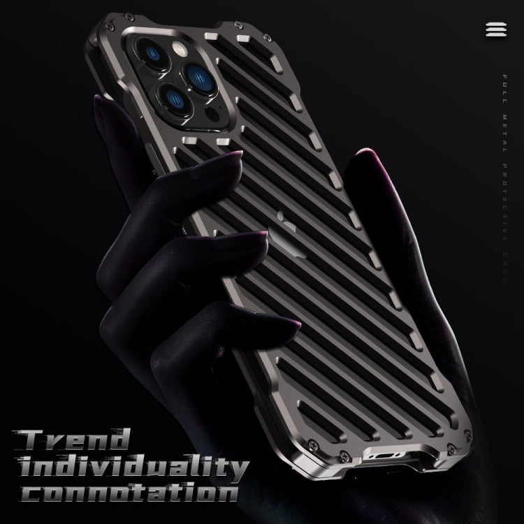 For iPhone 13 R-JUST RJ-50 Hollow Breathable Armor Metal Shockproof Protective Case(Silver Grey) - free shipping - PMC TechLife - Order now!