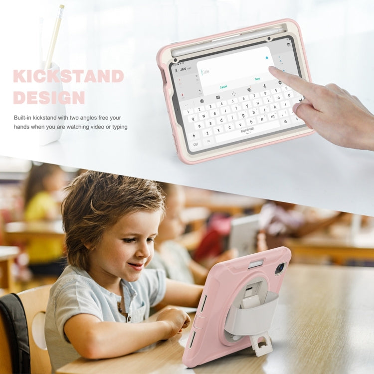 For iPad mini 6 360 Degree Rotation PC + TPU Protective Tablet Case with Holder & Hand-strap(Cherry Blossoms Pink) - iPad mini 6 Cases by PMC Jewellery | Online Shopping South Africa | PMC Jewellery | Buy Now Pay Later Mobicred