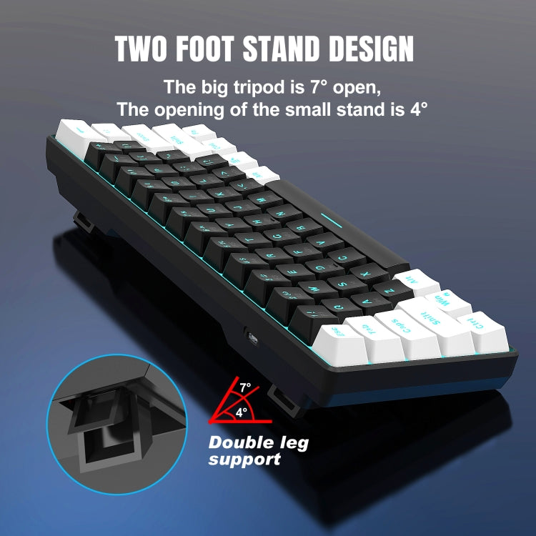 HXSJ V900 61 Keys Cool Lighting Effect Mechanical Wired Keyboard (Black White) - free shipping - PMC Jewellery - Order now!