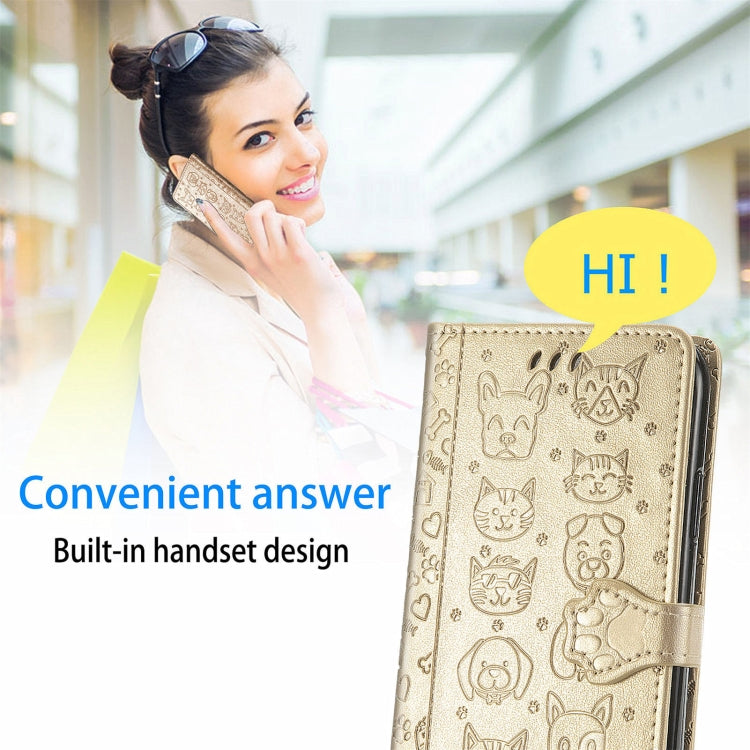 For Doogee N40 Pro Cat and Dog Embossed Horizontal Flip Phone Leather Case with Holder & Card Slot & Wallet & Lanyard(Gold) - More Brand by PMC TechLife | Online Shopping South Africa | PMC TechLife | Buy Now Pay Later Mobicred