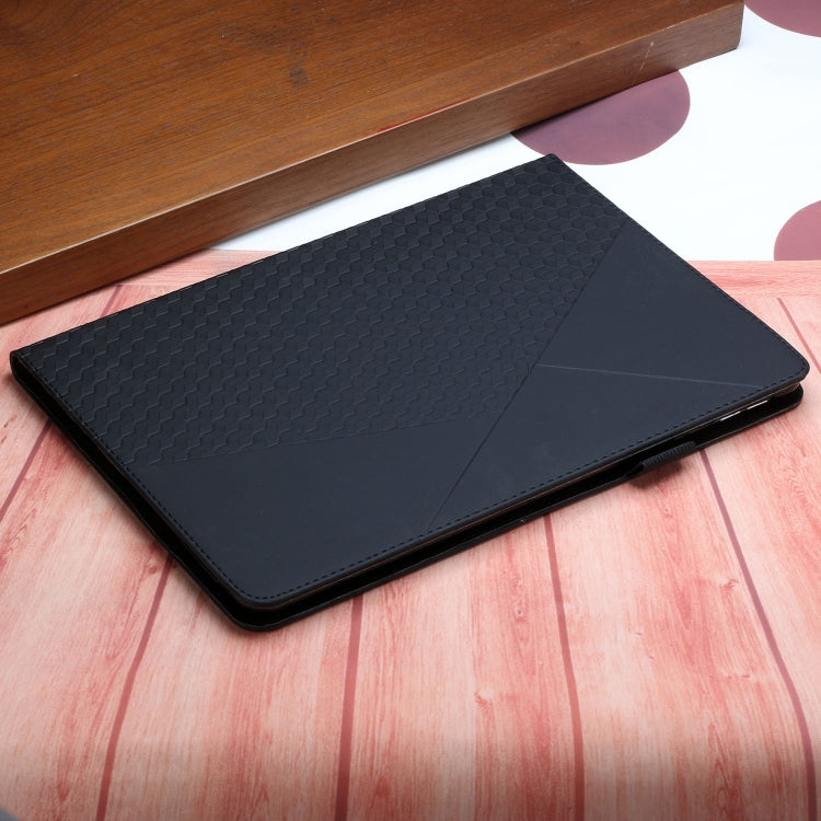 For OPPO Realme Pad Rhombus Skin Feel Horizontal Flip Tablet Leather Case with Card Slots & Holder(Black) - Realme by PMC TechLife | Online Shopping South Africa | PMC TechLife | Buy Now Pay Later Mobicred