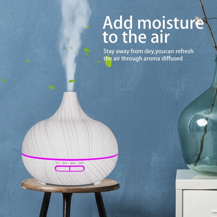 USB 400ml Wood Texture Fragrance Machine Pointed Mouth Humidifier Automatic Alcohol Sprayer with Colorful LED Light & Remote Control(White) - free shipping - PMC TechLife - Order now!