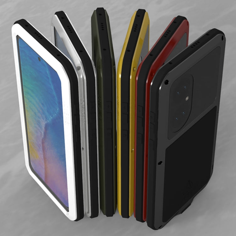 For Huawei P50 LOVE MEI Metal Shockproof Waterproof Dustproof Protective Phone Case with Glass(White) - free shipping - PMC TechLife - Order now!