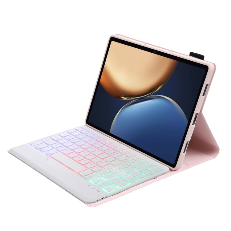 AHV7-BS Lambskin Texture Tri-color Backlight Bluetooth Keyboard Leather Tablet Case For Honor Tablet V7 Pro(Pink) - Huawei Keyboard by PMC TechLife | Online Shopping South Africa | PMC TechLife
