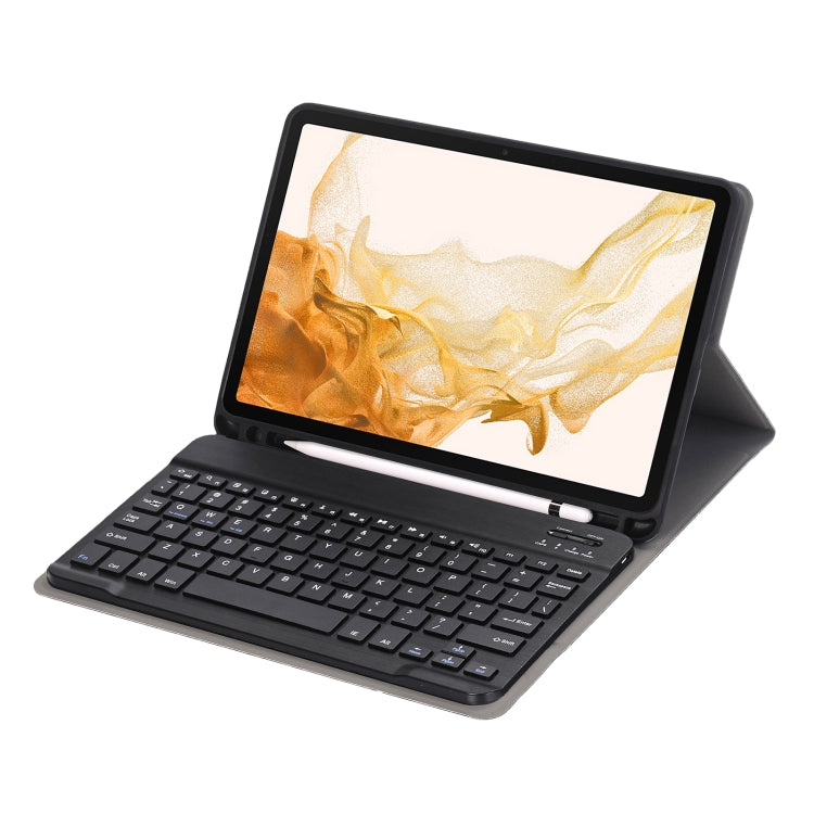 A870B Bluetooth Keyboard Leather Case with Holder & TPU Pen Slot For Samsung Galaxy Tab S8 11 inch SM-X700 / SM-X706(Black) - Samsung Keyboard by PMC TechLife | Online Shopping South Africa | PMC TechLife