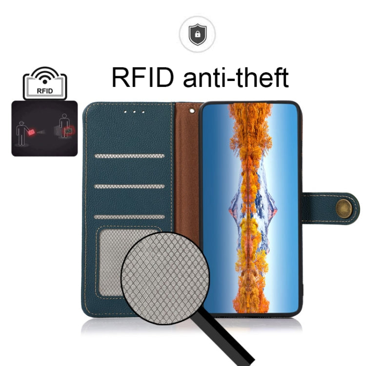 For Google Pixel 7 5G KHAZNEH Custer Genuine Leather RFID Phone Case(Green) - Google Cases by PMC TechLife | Online Shopping South Africa | PMC TechLife | Buy Now Pay Later Mobicred