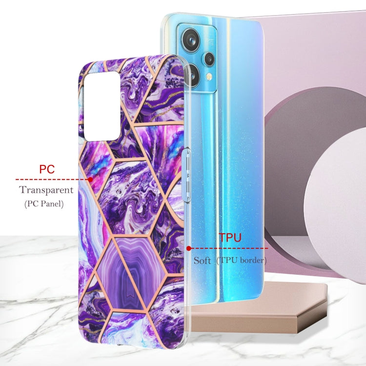 For OPPO Realme 9 Pro+ 5G Electroplating IMD Splicing Marble TPU Phone Case(Dark Purple) - Realme Cases by PMC TechLife | Online Shopping South Africa | PMC TechLife | Buy Now Pay Later Mobicred