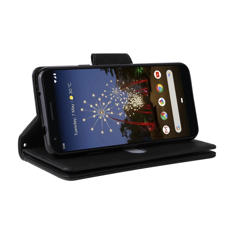For Google Pixel 3A XL Rivet Buckle 9 Cards Three Fold Leather Phone Case(Black) - Google Cases by PMC TechLife | Online Shopping South Africa | PMC TechLife | Buy Now Pay Later Mobicred