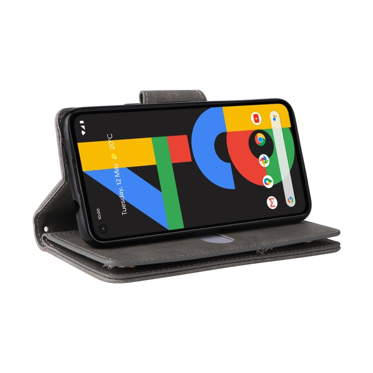 For Google Pixel 4A 4G Rivet Buckle 9 Cards Three Fold Leather Phone Case(Grey) - Google Cases by PMC TechLife | Online Shopping South Africa | PMC TechLife | Buy Now Pay Later Mobicred
