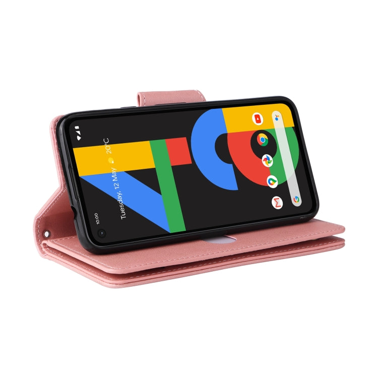 For Google Pixel 4A 4G Rivet Buckle 9 Cards Three Fold Leather Phone Case(Rose Gold) - Google Cases by PMC TechLife | Online Shopping South Africa | PMC TechLife | Buy Now Pay Later Mobicred