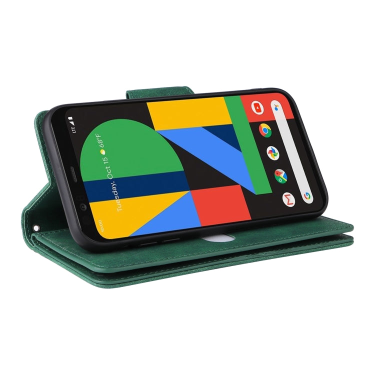 For Google Pixel 4 XL Rivet Buckle 9 Cards Three Fold Leather Phone Case(Green) - Google Cases by PMC TechLife | Online Shopping South Africa | PMC TechLife | Buy Now Pay Later Mobicred