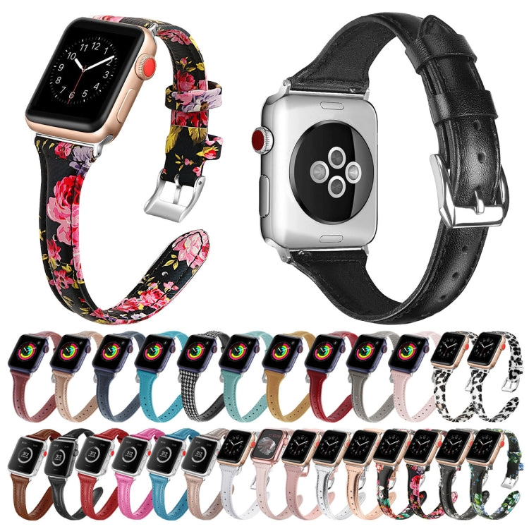 Genuine Leather Watch Band For Apple Watch Ultra 49mm&Watch Ultra 2 49mm / Series 9&8&7 45mm / SE 3&SE 2&6&SE&5&4 44mm / 3&2&1 42mm(Pink Blue) - Watch Bands by PMC TechLife | Online Shopping South Africa | PMC TechLife | Buy Now Pay Later Mobicred
